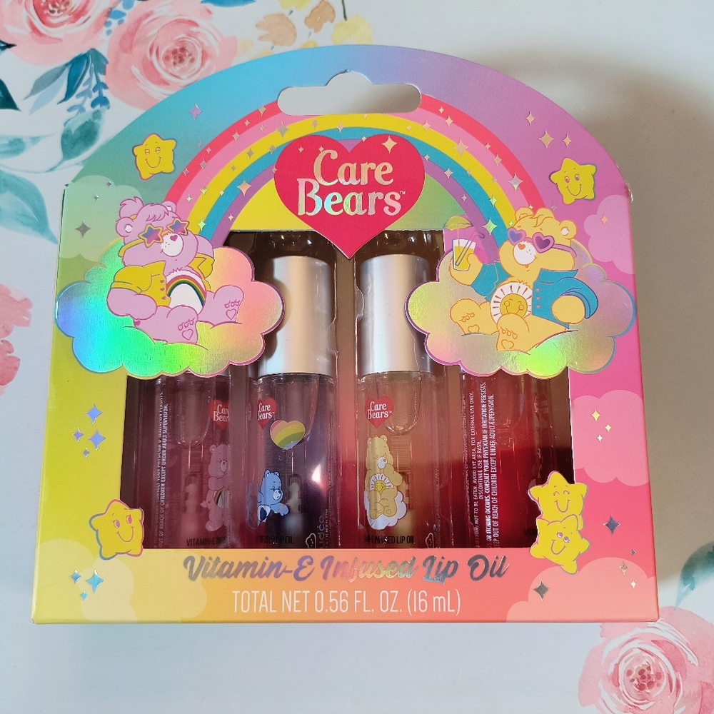 Taste Beauty x CARE BEARS Sealed NIB Vitamin E Infused 4 Flavored Lip Oil Set